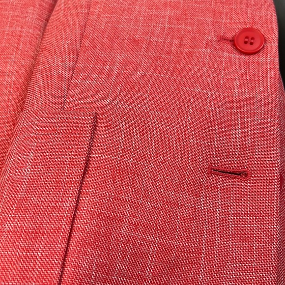 Investments Blazer Suit Jacket Fully Lined 2 Patch Pockets Linen-Look Polyester - Picture 5 of 7